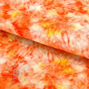 Úplet GOTS Colourful batik splash orange digital print