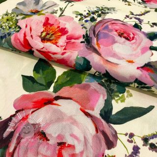 Dekoračná látka Roses delicate painting cream digital print