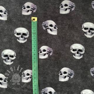 Úplet GOTS Skull rock grey digital print