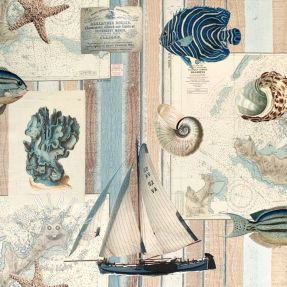 Dekoračná látka Sailing vintage map digital print